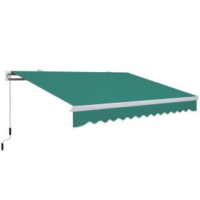 13' x 8' Retractable Awning, Patio Awnings, Sunshade Shelter w/ Manual Crank Handle, UV & Water-Resistant Fabric and Aluminum Frame for Deck, Ba