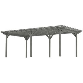 12’ x 20’ Outdoor Pergola, Wood Gazebo Grape Trellis with Stable Structure for Climbing Plant Support, Gray