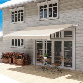 12' x 10' Retractable Awning Patio Awnings Sun Shade Shelter with Manual Crank Handle, 280g/m² UV & Water-Resistant Fabric and Aluminum Frame fo