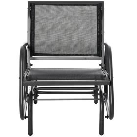 Outdoor Glider Chair, Steel Swing Chai with Curved Armrests for Porch, Garden, Poolside, Balcony, Black