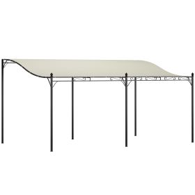 10' x 16' Wall-Mounted Outdoor Pergola Canopy, Metal Patio Canopy with Drainage Holes for Backyard Garden, Cream White