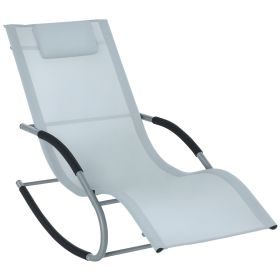 Zero Gravity Rocking Chair Outdoor Chaise Lounge Chair Recliner Rocker with Detachable Pillow and Weather-Fighting Fabric for Patio, Deck, Pool,