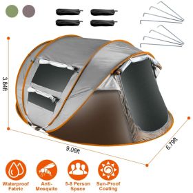 Pop Up Tent Automatic Setup Camping Tent Waterproof Instant Setup Tent with 4 Mosquito Net Windows Carrying Bag for Hiking Climbing Adventure Fis (Option: Khaki_5_8Person_Standard)