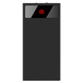 1Pc 20000mAh Power Bank Ultra-thin Phone Charger Dual USB Port Flashlight Battery Remain Display (Option: Black)