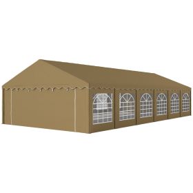 20’ x 40’ Party Tent, Outdoor Canopy Tent with Removable Sidewalls, 12 Windows for Parties, Wedding, Events, BBQ, Brown (Option: Brown-2080x220x120 mm)