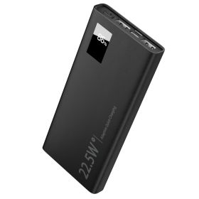1Pc 1W Mah Power Bank Portable Charger External Battery Pack 22.5W Super Fast Charging PD QC 3.0 With LED Display Fit For IOS Phone (Option: Black)