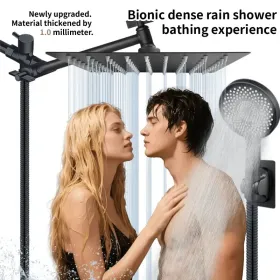 Luxury Bathroom Upgrade - 12-inch Square Shower Head With 3 Spray Modes & 11-inch Arm (Option: matteblack)