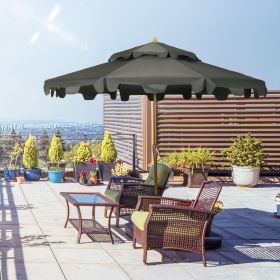 9' Patio Umbrella with Push Button Tilt and Crank (Option: Dark Gray-1520x150x150 mm)