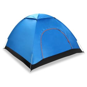 4 Persons Camping Waterproof Tent Pop Up Tent Instant Setup Tent w/2 Mosquito Net Doors Carrying Bag Folding 4 Seasons (Option: Blue)