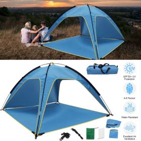Beach Tent Outdoor Waterproof Tent Canopy for 4-6 Person with 3 Door Openings Carrying Bag UPF50+ Easy Setup for Beach Picnic Camping Hiking Adve (Option: Blue)