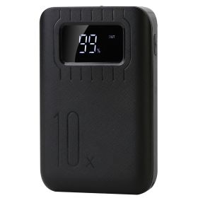 1Pc 1W MAh Portable Power Bank External Battery Pack Charger Dual USB Charge Interface With LCD Display Flashlight Type C Micro USB Lightning Inp (Option: Black)