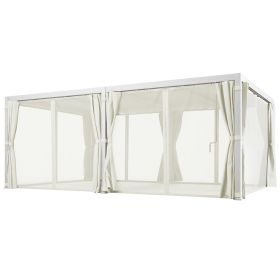 12’ x 19’ Aluminum Pergola with Adjustable Louvered, Outdoor Pergola with Curtains and Netting, Cream White (Option: White-2330x270x340 mm)