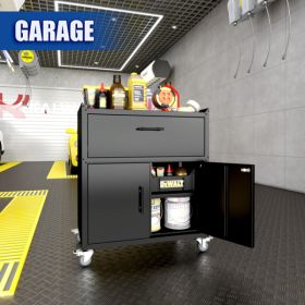 1-drawer Garage Tool Cabinet, Lockable Garage Storage Cabinet, Lockable Metal Storage Cabinet With Wheels, Rolling Toolbox (Option: Black)
