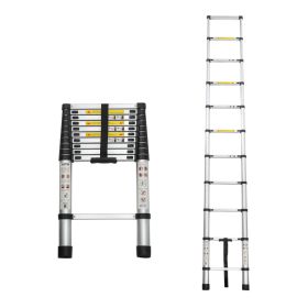 Telescoping Ladder 10.5FT, Telescopic Extension Ladder, Aluminum Alloy Folding Ladder Portable Multi-Purpose for Indoor Outdoor Work, Heavy Duty (Option: Black)