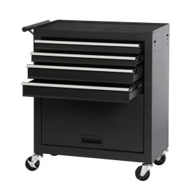 4-drawer Rolling Toolbox With 4-wheel Toolbox With Drawers (Option: Black)