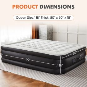 Air Mattress - 18" Inflatable Blow Up Mattress Airbed with Built-in High Capacity Pump, Double Height, Adjustable, Non-Slip Bottom Design (Option: Queen/18in)