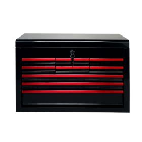 Heavy Duty Metal Tool Box, 24-inch, Portable Metal Tool Box with 9 Drawers, Small Tool Chest with EVA Liners, Ball Bearing Slide Drawers Locking (Option: Black)