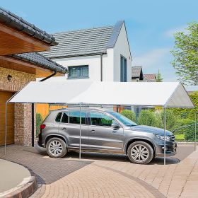 9.6' x 19.5' Carport Heavy Duty Galvanized Car Canopy w/ Included Anchor Kit (Option: White-1870x340x220 mm)