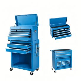 Tool Chest, 8-Drawer Rolling Tool Storage Cabinet With 2 In 1 Detachable Top Tool Box, Lockable Wheels, Metal Tool Cart For Garage (Option: Blue)