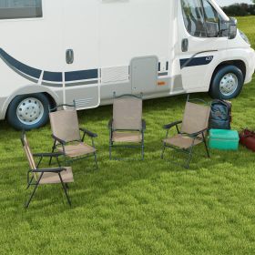 4 Piece Folding Patio Camping Chair Set (Option: Brown-950x370x580 mm)