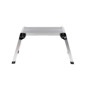 Folding Work Platform, Aluminum Drywall Stool Ladder, 330 lbs Load Capacity Heavy Duty Work Bench w/Non-Slip Feet, Ideal for Washing Vehicles, Cl (Option: Silver)