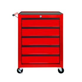Rolling Metal Tool Chest with 5 Drawers, 20" 5-Drawer Tool Chest Cabinet with Ball Bearing Drawer Slides, Steel Tool Storage Box Organizer-RED (Option: Red)