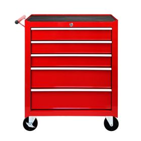 5-Drawer Rolling Tool Chest W-Lock & Key, Tool Storage Cabinet With Wheels, Top Cushion & Drawer Liners, Tool Organizer Box For Garage, Warehouse (Option: Red  Steel)