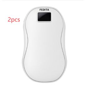 Large Capacity Double-sided Heating Digital Display USB Charging Portable Hand Warmer (Option: N20 White-2PCS)