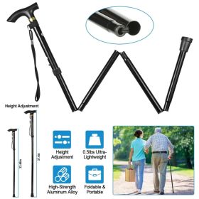 Travel Folding Trekking Hiking Pole,Collapsible Cane Adjustable Walking Stick Portable Mobility Aid for Women Men Hikers Gift,Black (Option: as Pic)