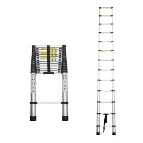 Telescoping Ladder 12.5FT, Telescopic Extension Ladder, Aluminum Alloy Folding Ladder Portable Multi-Purpose for Indoor Outdoor Work, Heavy Duty (Option: Black)