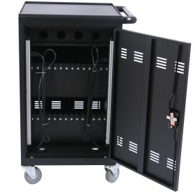 Mobile Charging Cart And Cabinet For Tablets And Laptops, Holds Up To 32 Devices (Option: Black)